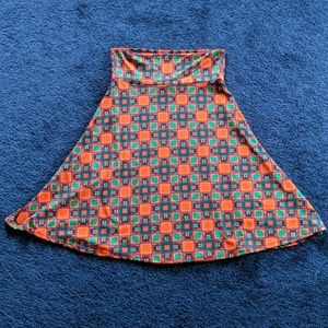 Lularoe Azure Skirt blue and orange checkers